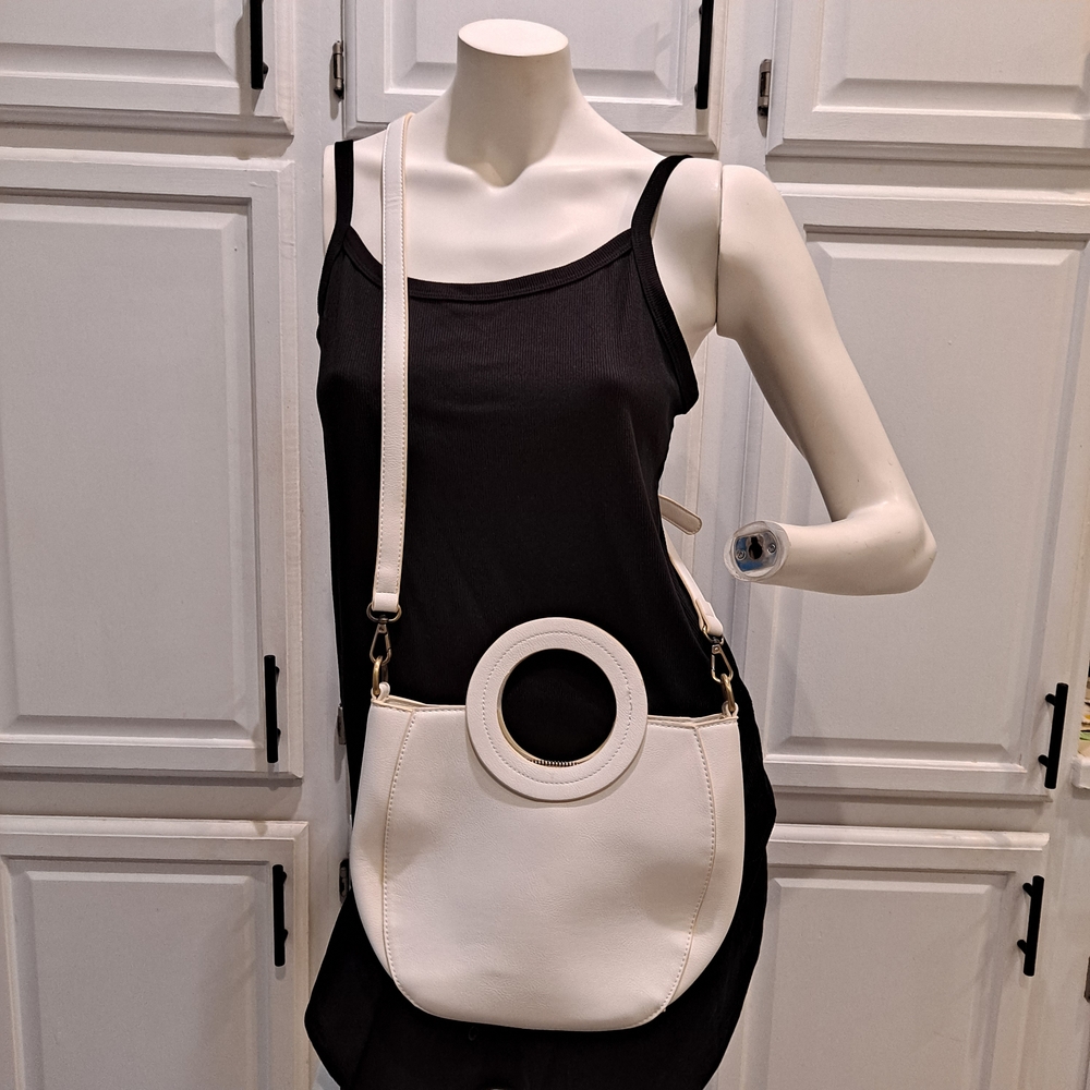 Joy Susan White Crossbody Bag With Unique Shaped Handle
